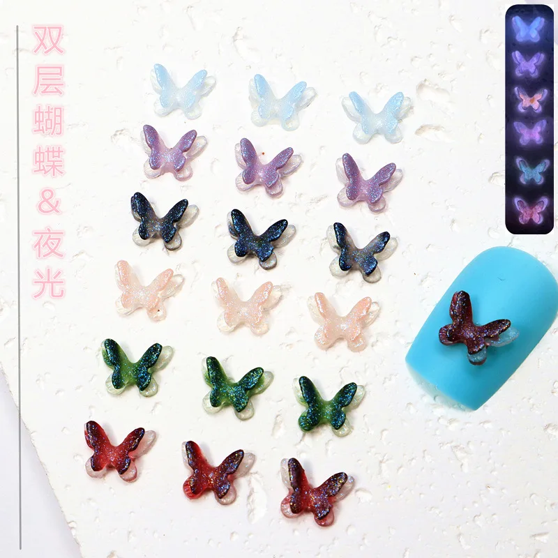 

50pcs Mini Resin Butterfly Nail Art Decorations Kawaii Acrylic Jewelry Nail Charms Rhinestones Press on Manicure Supplies DIY