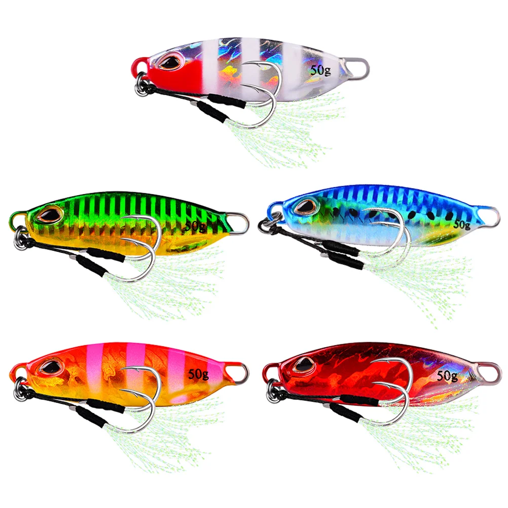 

5Pcs Metal Fishing Baits Fish Shaped Lures Simulated Baits Reflective Lure Tools