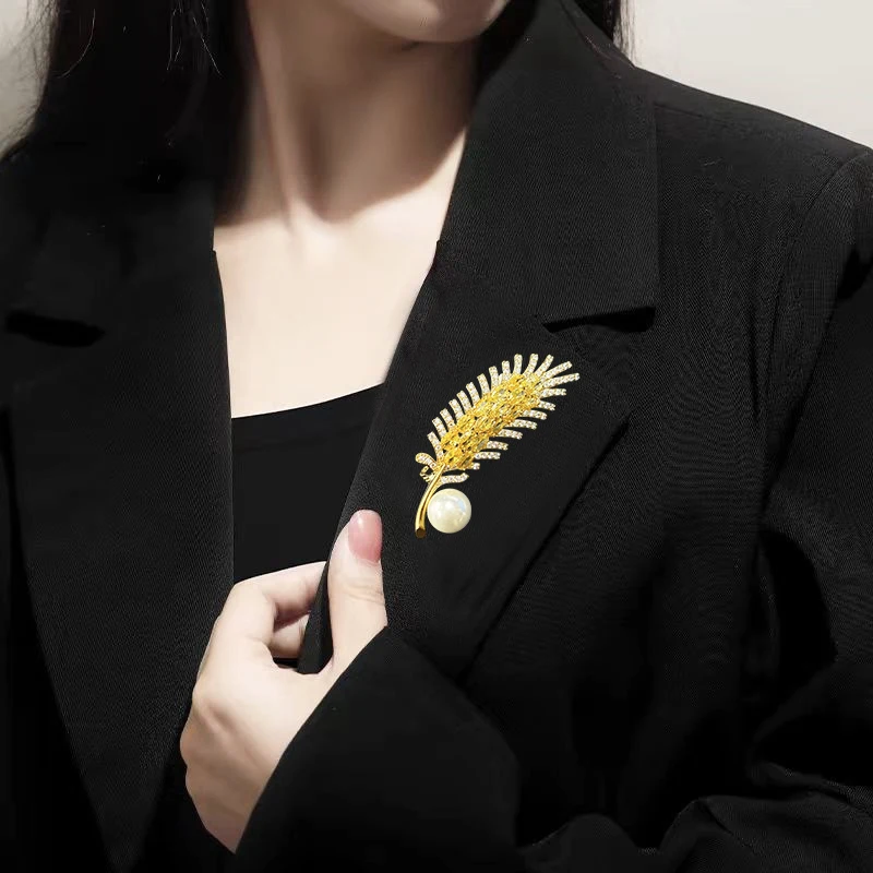 Модная мужская брошь в виде желтого циркона булавки элегантный растительный