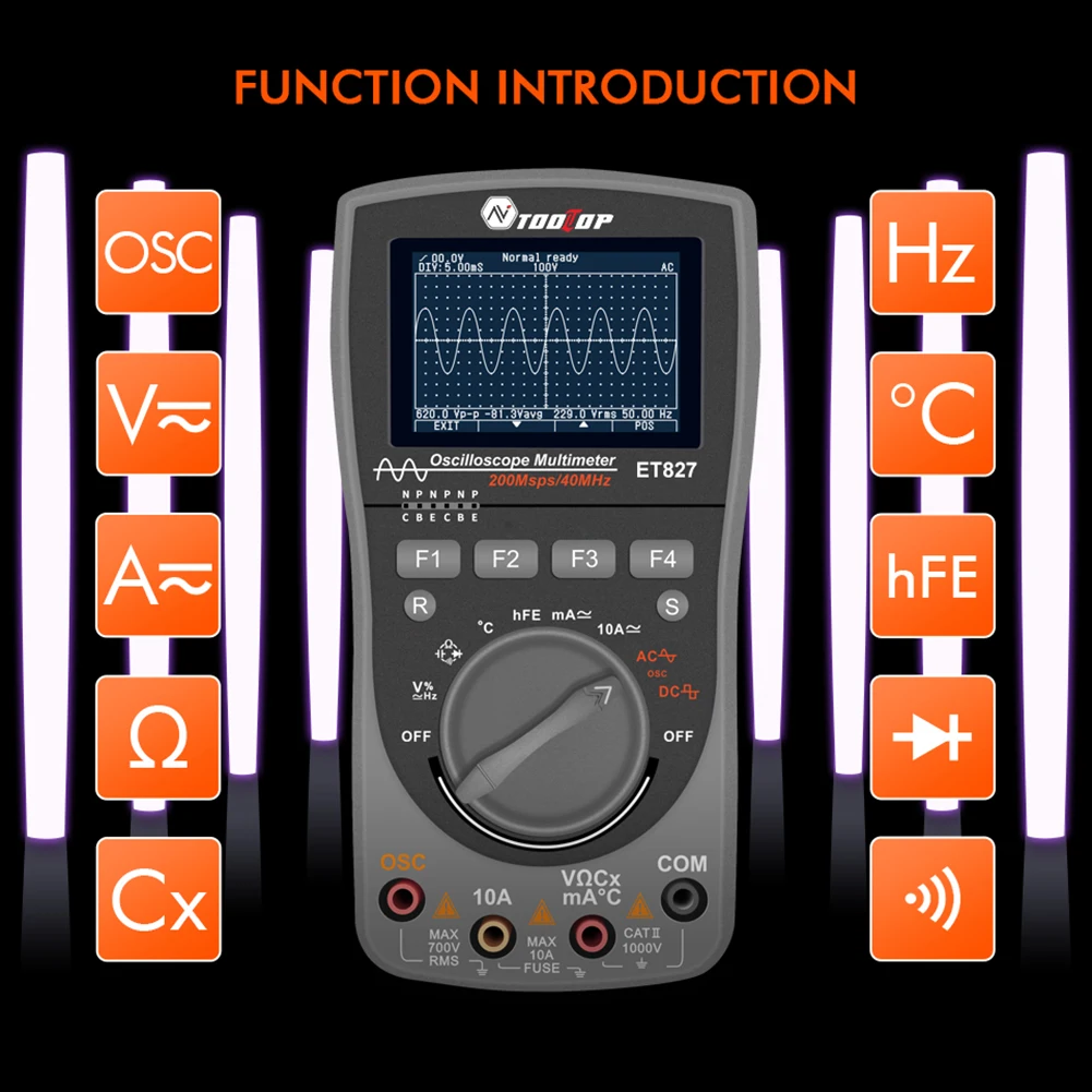 

Auto Multimeter 6000Counts Intelligent Graphical Oscilloscope With Analog Graph Multi-function Resistance Frequency Diode Tester