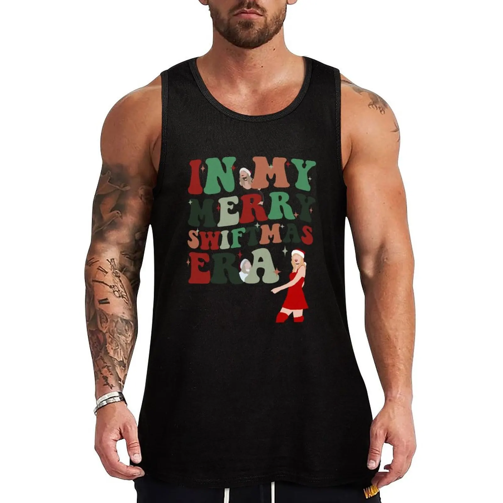Фото Футболка In My Merry Swiftmas Era, майка Swiftmas, майка для тренировок, влагоотводящая спортивная майка №1