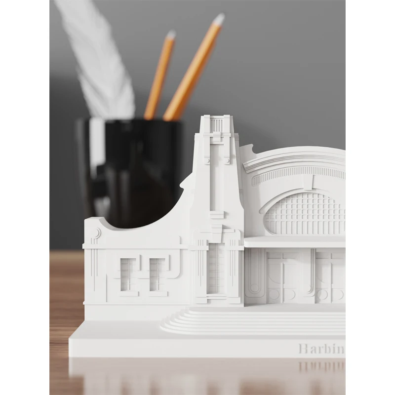 Железнодорожная станция в стиле ретро декоративная модель цементного