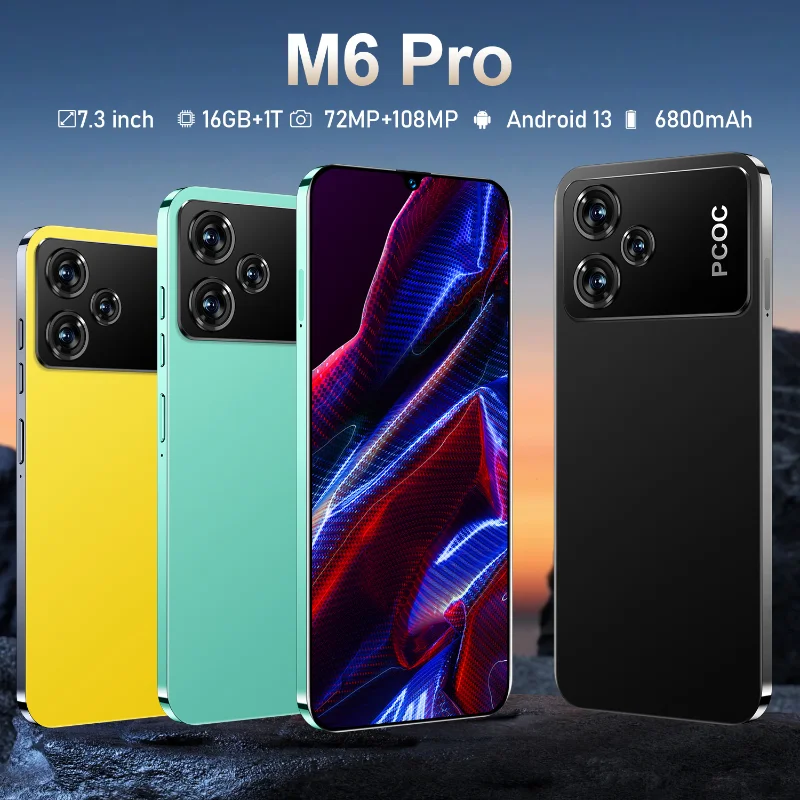

Новинка 100%, оригинальный смартфон M6 Pro, полный экран 7,3 дюйма, сотовый телефон с идентификацией по лицу, Искусственные 16 ГБ + 1 ТБ, 7800 мАч мобильные телефоны