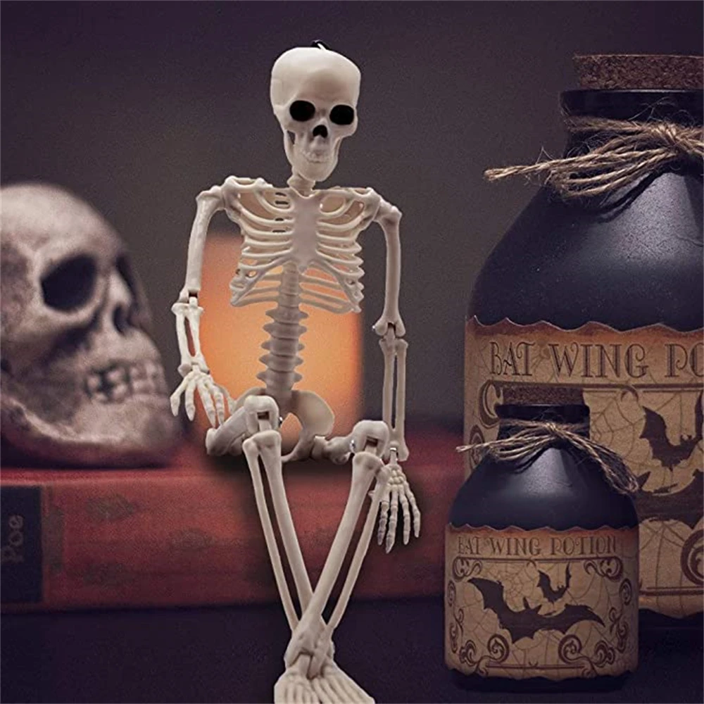 

Halloween Skeletons Decorations Full Body Posable Joints 15'' Realistic Faux Human Skeletons