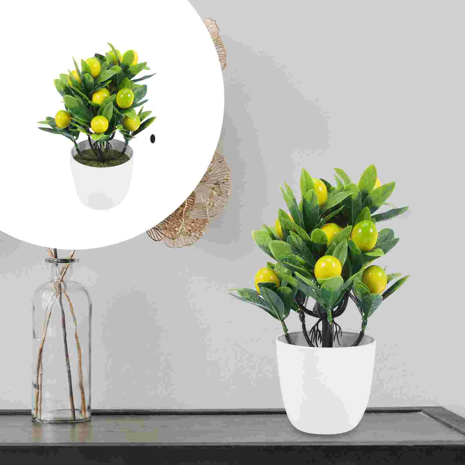 

Маленькое изящное искусственное дерево, украшение лимонного дерева, искусственное дерево для украшения дома