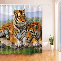 jungle tiger shower curtain hooks 3d wild animal series bath curtains waterproof fabric bathtub decor hanging screen for toilet