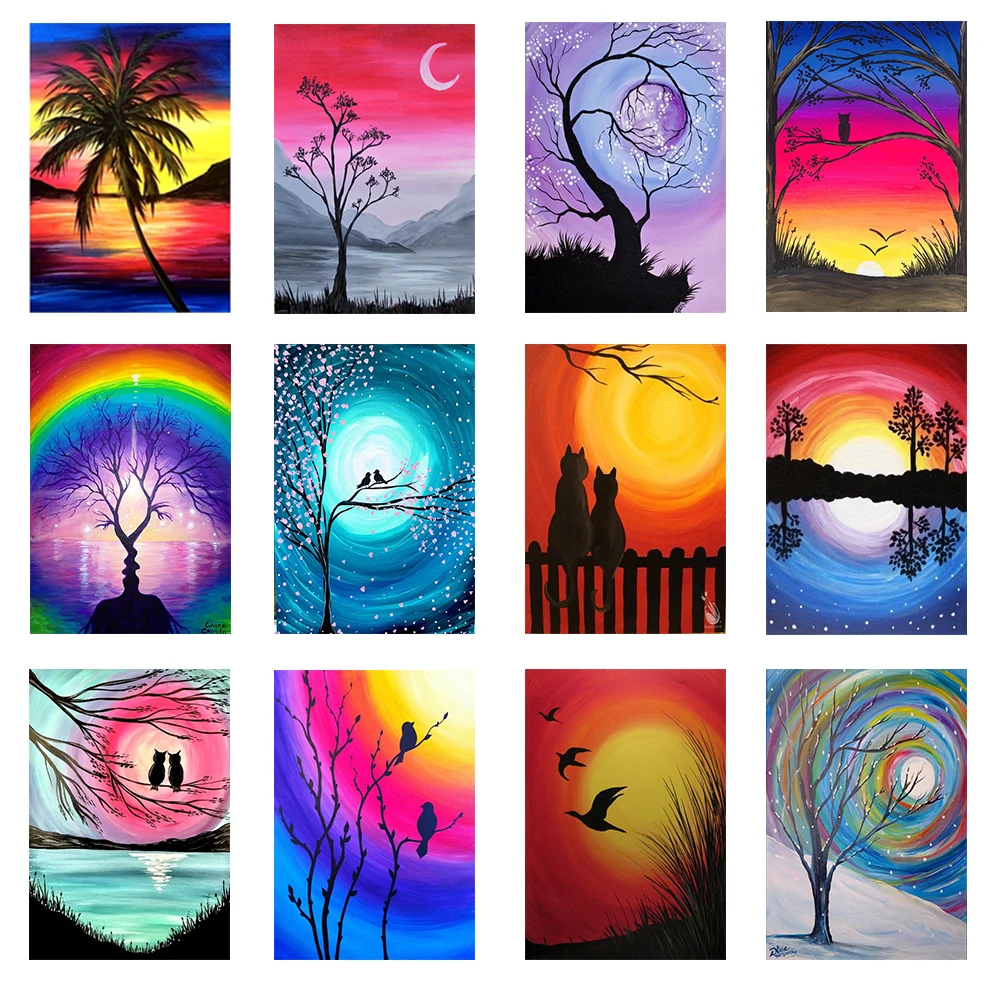 

Virgin Colouring DIY Landscape Series Oil Paint by Numbers Poster Home Canvas Painting Artworks Gift Home Living Room Decor