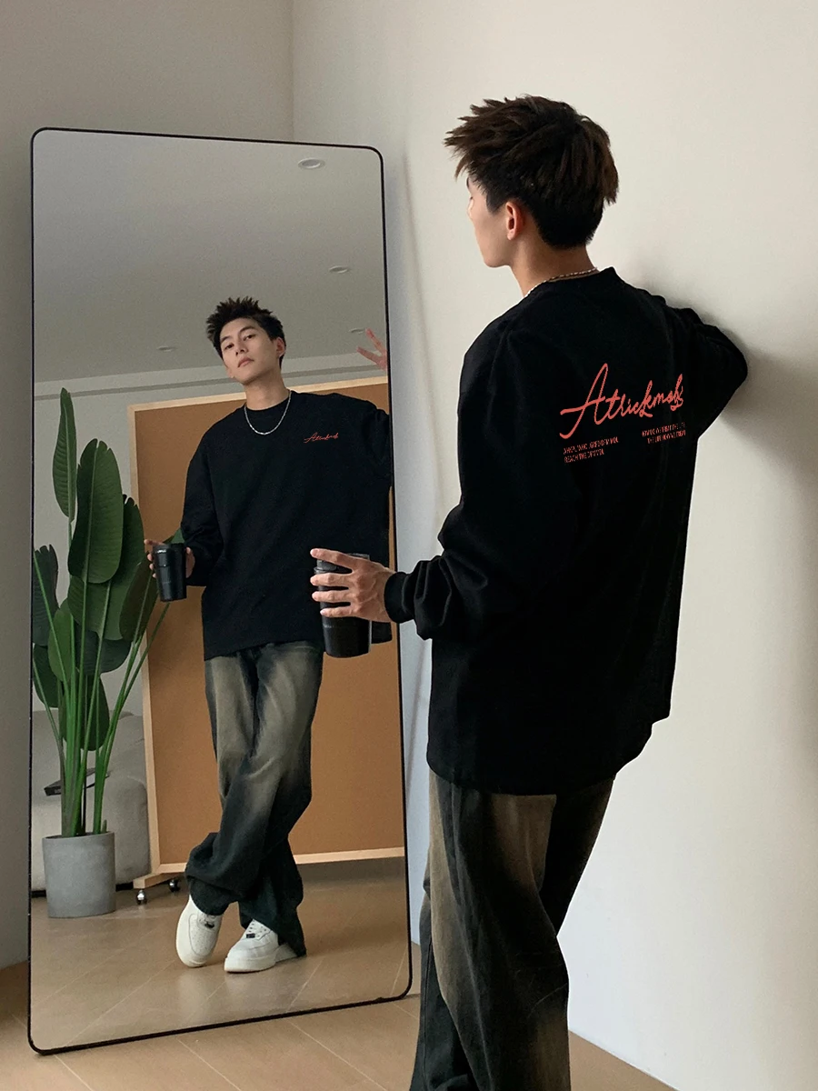 Черная рубашка с длинными рукавами мужская осенне-зимняя новая американская