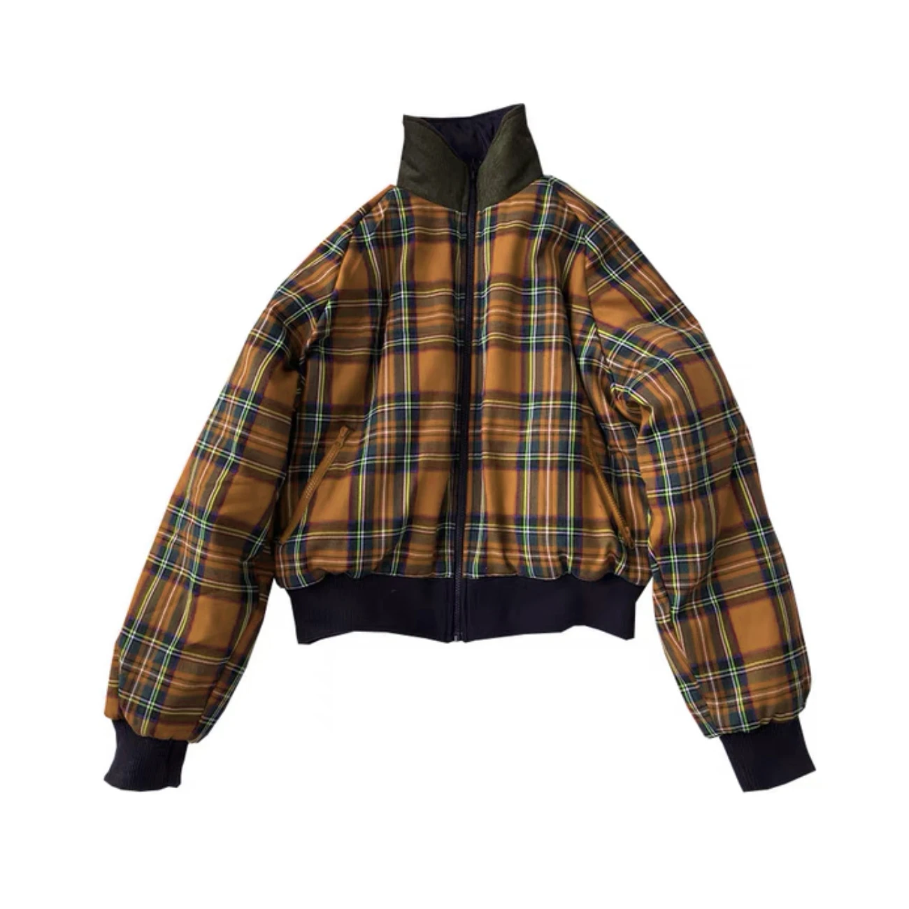 

NIGO Ultra-High Collar Plaid Zip Jacket Coat #nigo5881