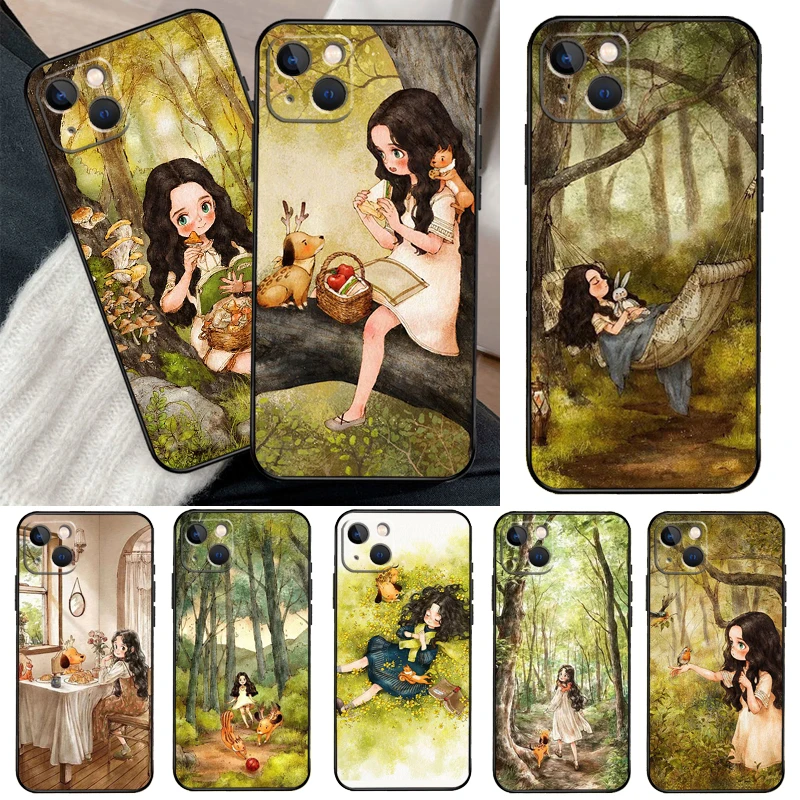 Чехол с дневником лесной девочки для iPhone 13 12 11 14 Pro Max Mini XR X XS MAX 6S 7 8 Plus SE 2020 2022 чехол
