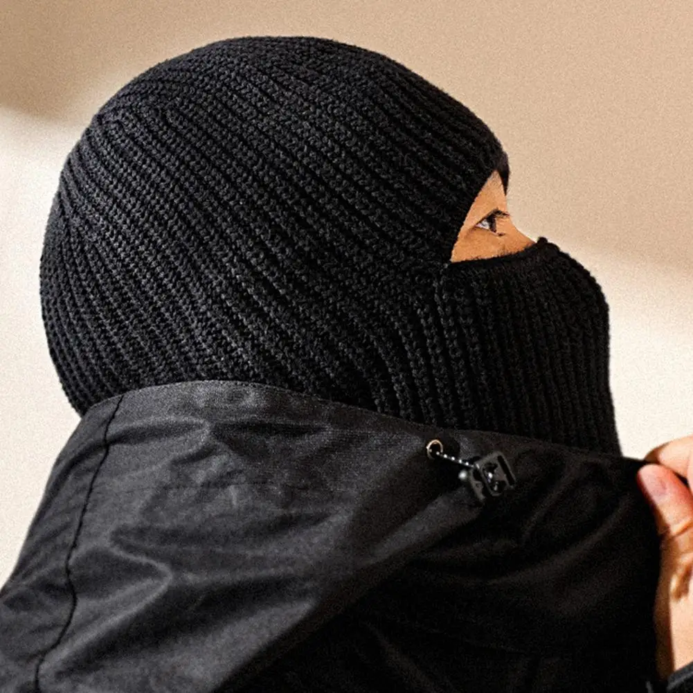 

Men Skull Cap Windproof Autumn Winter Keep Warm No Brim Knitting Face Cover Skull Cap Men Hat for Outdoor