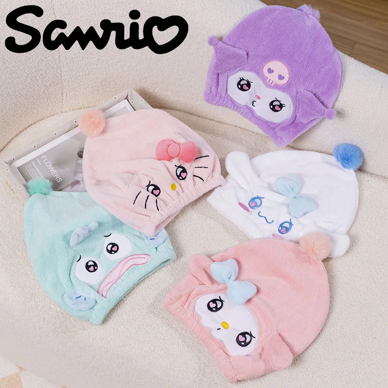 

Sanrio Hello Kitty Hair Drying Cap Towel Thicken Quickly Dry Hair Shower Hat Cartoon Cute Towels Bathing Cap Bathroom Accessorie