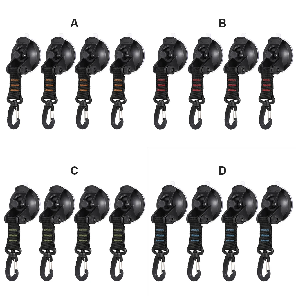 

4 Pieces Tent Suction Cup Securing Hook Picnic Hiking Fishing Mount Luggage Tie Down Car Side Traps Tool Orange