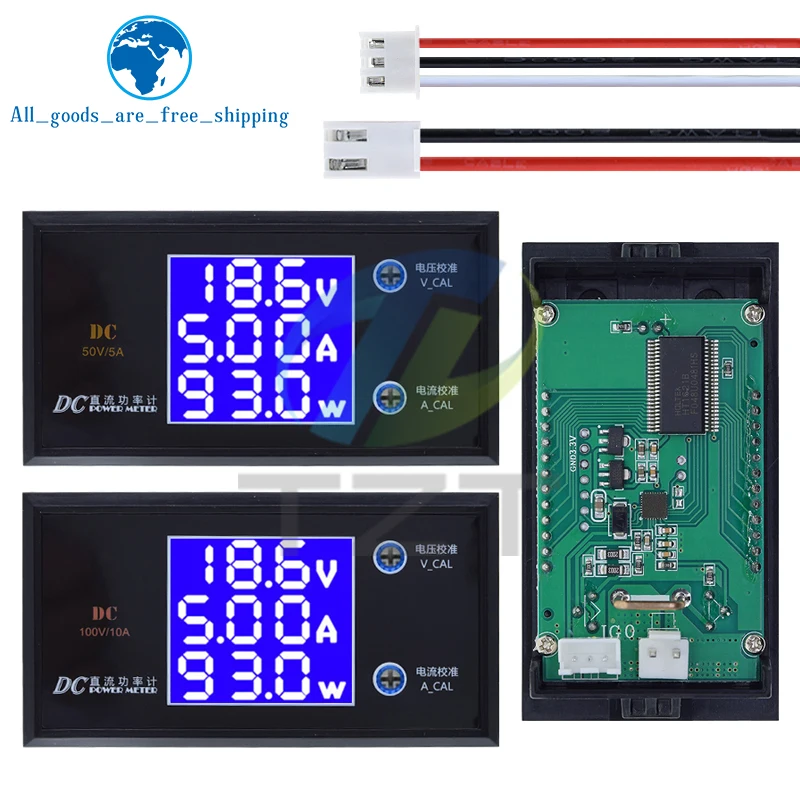 

LCD Digital Voltmeter Ammeter Wattmeter Voltage Current Power Meter Volt Detector Tester Monitor 48V 60V 72V DC 0-100V 10A 1000W