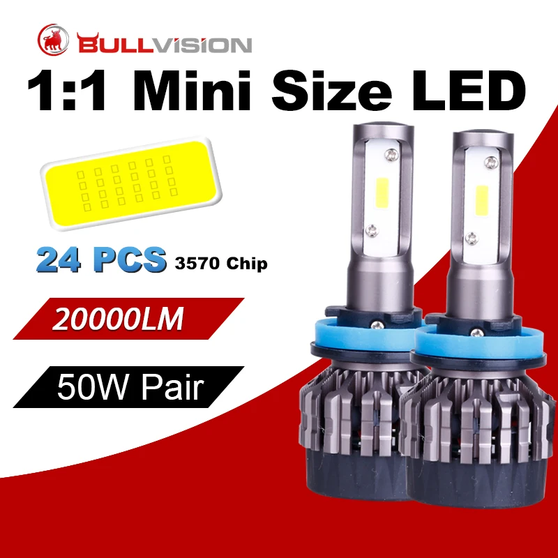 

Bullvision H11 H8 H9 H4 led Car lamps 6000K HB2 9003 LED turbo Lights Bulbs Led Headlight 20000/LM