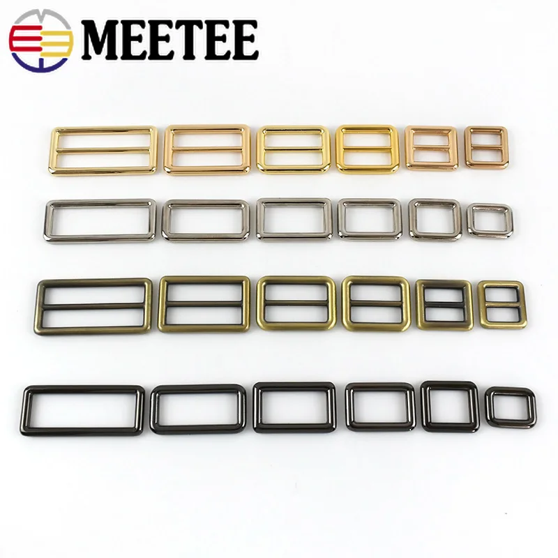 

10Pcs 12-50mm Metal Adjustable Tri-Glide Buckles For Belt Clasp Bag Webbing Clothes KeyChain Ring Hook DIY Hardware Accessories