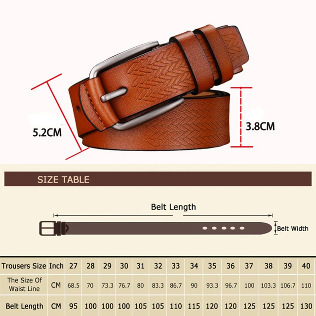 3.8CM Wide Genuine Leather Belts for Men Jeans Belt Brand Design High Quality Cow Skin Cowhide Men's Belt Man 6