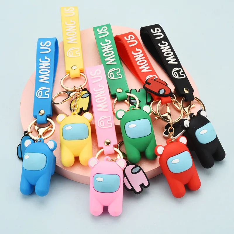 

Брелок для ключей с героями аниме «Игра среди нас», украшение для ключей с милым мультяшным персонажем «оборотни», декор для автомобиля, бре...