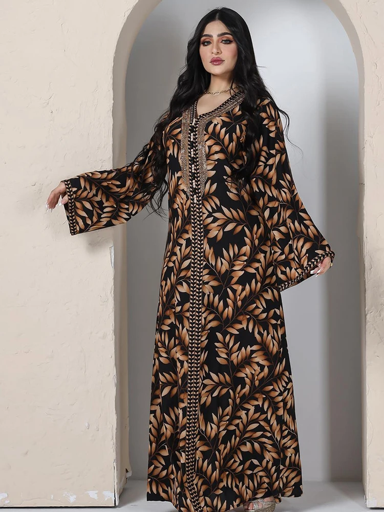 MD Abayas для женщин Дубай турецкий Африканский Дашики богемный принт платья с длинным рукавом свободное платье Исламская одежда Caftan Mariage