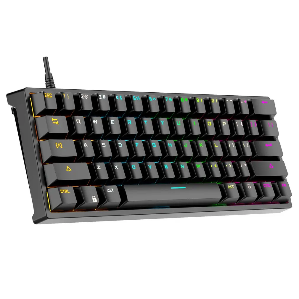 Игровая механическая клавиатура G101, проводная игровая клавиатура с RGB подсветкой, 61 клавиша, для настольных ПК, планшетов, ноутбуков