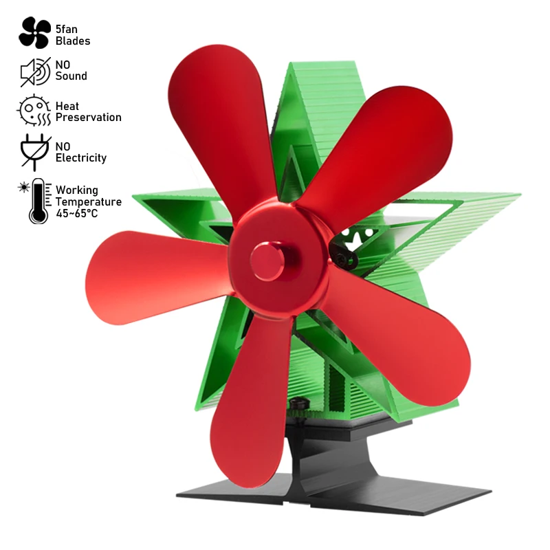 

Christmas Decorations 5 Blade Fireplace Heat Powered Stove Fan Wood Burner Fireplace Quiet Home Efficient Heat Distribution