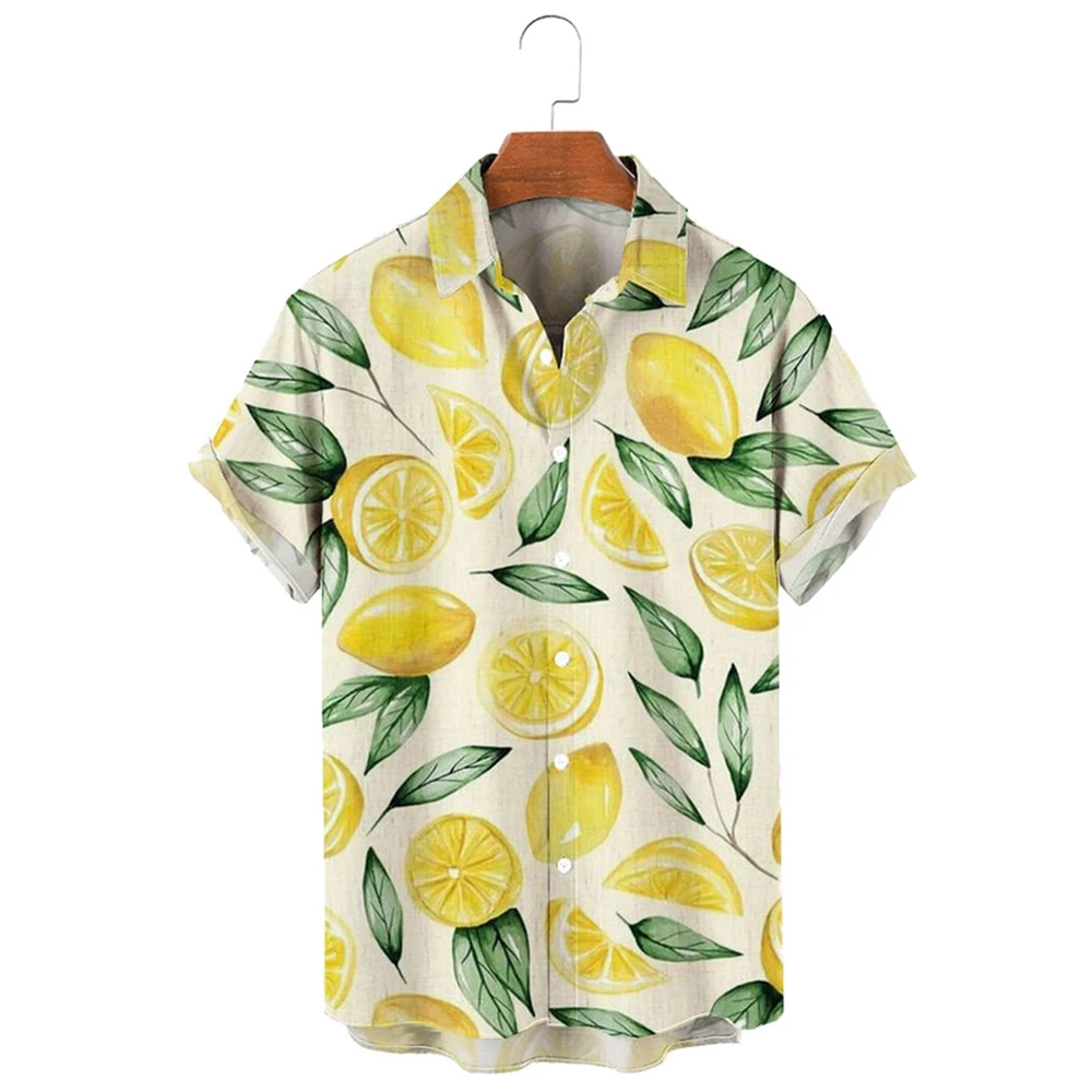 

HX Fashion Men's Shirts Hawaii Polynesia Lemon Casual Shirt for Men 3D Graphic Tops Beach Shirt Streetshirts Dropshipping