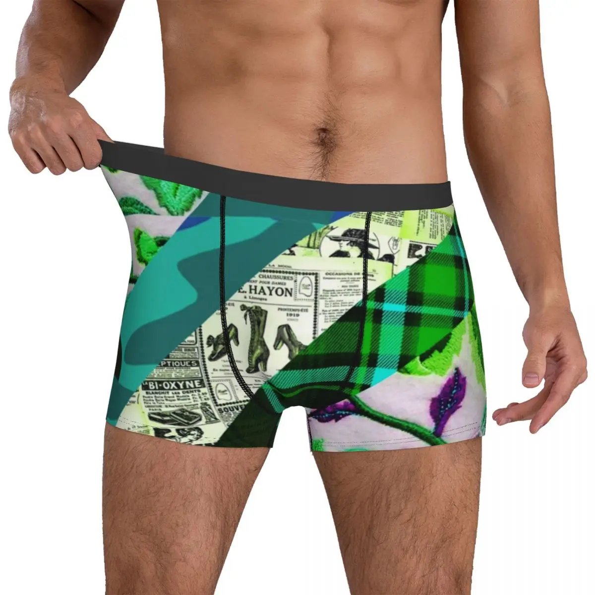 

Funny Newspaper Underwear Flowers Strips Print Sublimation Boxershorts Trenky Men Underpants Cute Boxer Brief Gift