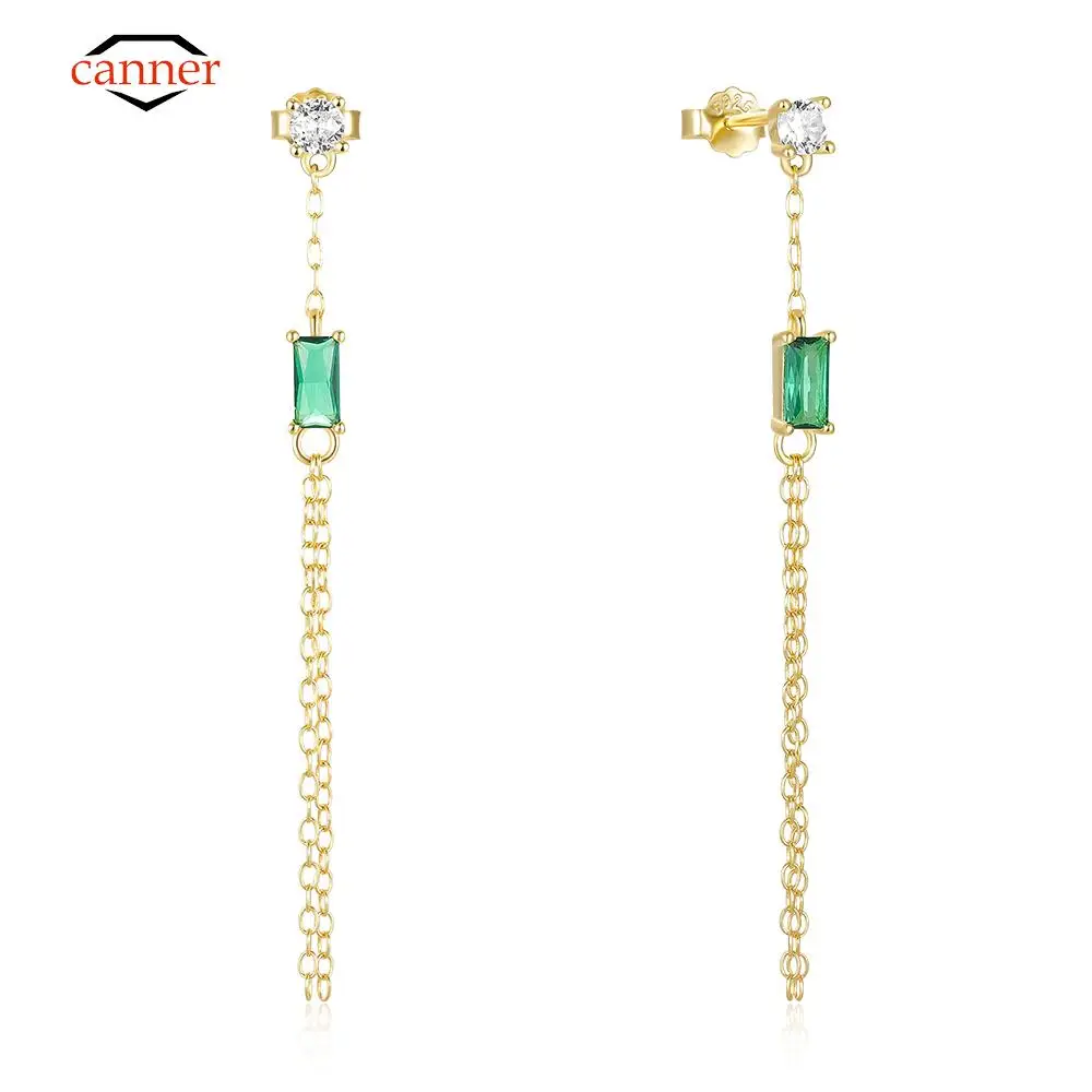 

CANNER Tassel Gem 925 Sterling Silver Earring For Women Drop Earrings Brincos Fine Jewelry Luxury 18K Gold Mom Gift Accessories