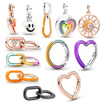 authentic 925 sterling silver me styling bright orange double link charms fit original bracelet women me charm gift