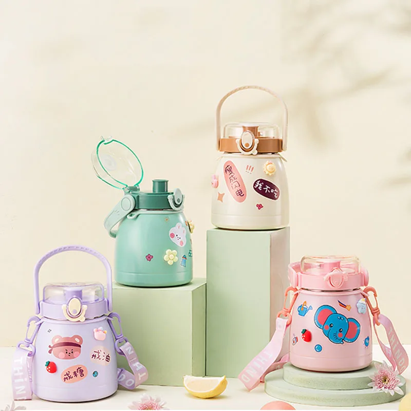 

Vacuum Kids Thermos Bottle for Hot Water Steel Kawaii Children Thermos Bottle Belly Cup School Original Copo Termico Drinkware