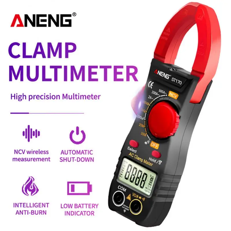 

ANENG ST170 Smart Clamp Meter 1999 Counts Auto-ranging Digital Multimeter LCD Screen AC DC Voltage Meter AC Current NCV Tester