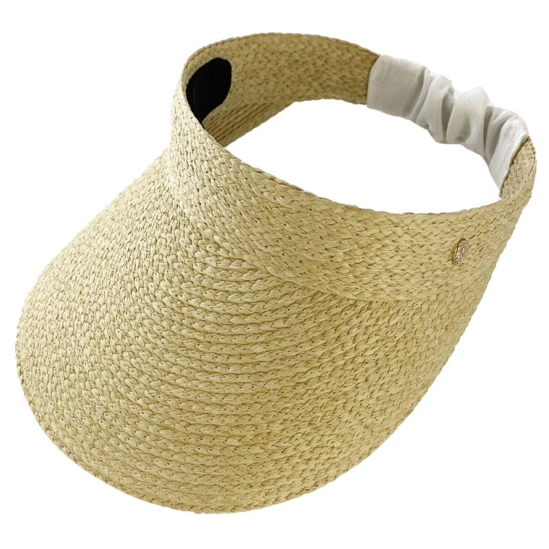 

Соломенная шляпа с открытым верхом, легкий плетеный головной убор из травы и бумаги, с широкими полями, летний аксессуар, пляжная шляпа для д...