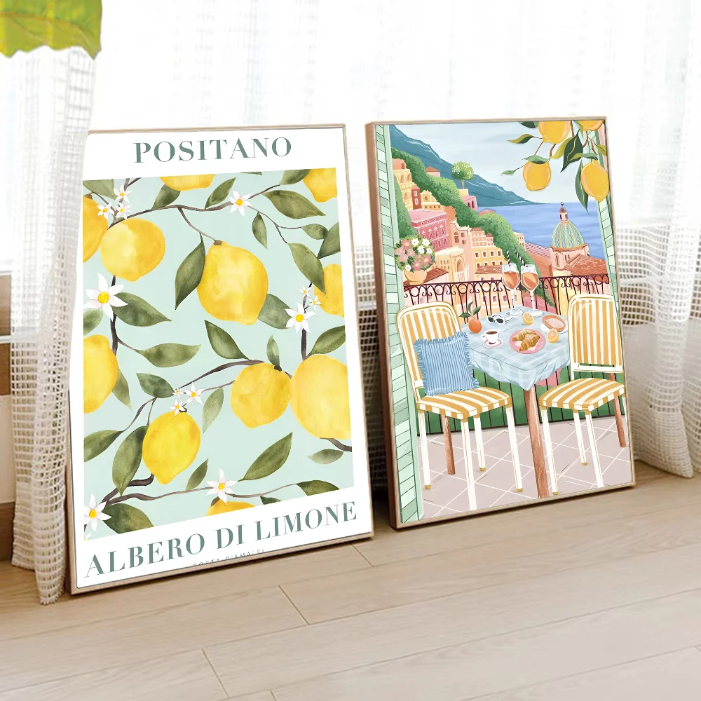 Positano Lemon Art самоклеящийся художественный постер водостойкая бумажная наклейка