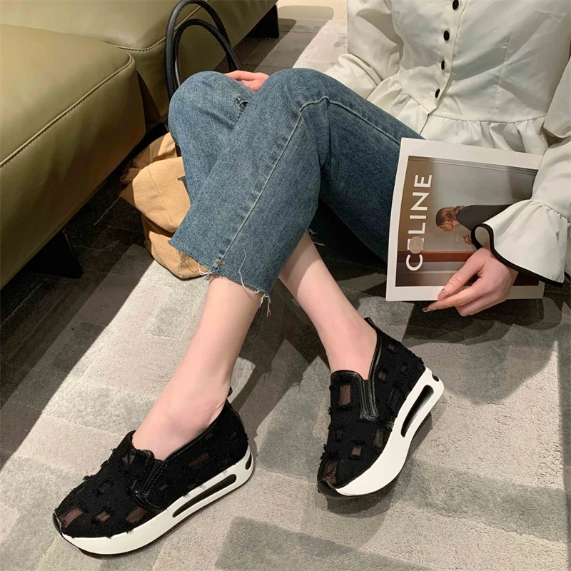 

Shallow Mouth Flax Summer Shoes Ladies Tennis Female Round Toe Women's Slip-on Casual Sneaker Flats Linen 2023 New