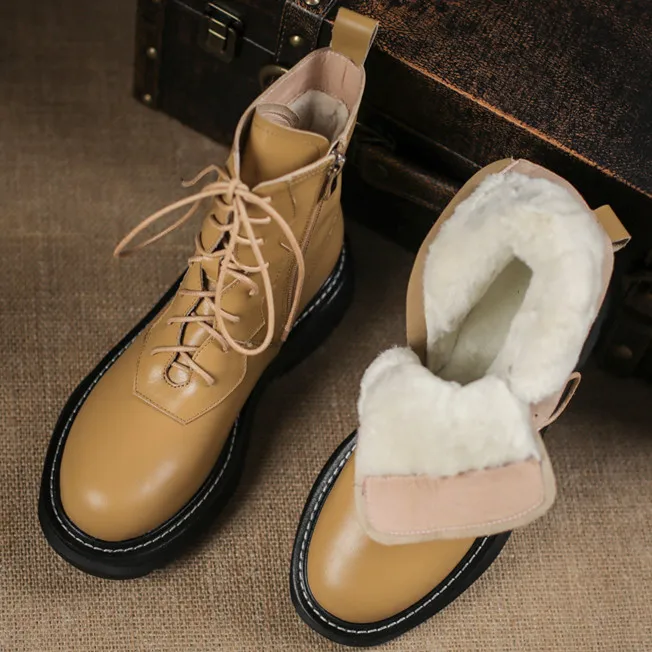 

ENMAYER, большой размер 34-42, зимние ботинки из коровьей кожи, женские удобные зимние ботинки из натуральной кожи с шерстью, Зимние Теплые ботиль...