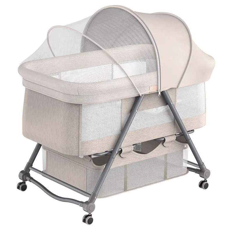 

Portable Movable Crib Foldable Height Adjustment Stitching Big Bed Baby Cradle Bed Bb Bed Anti-spill