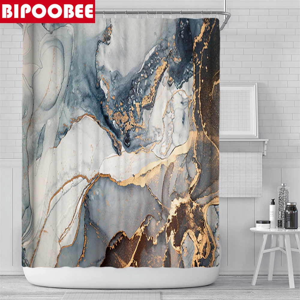 Мраморная 3d-занавеска для душа с принтом набор мраморных золотистых ковриков