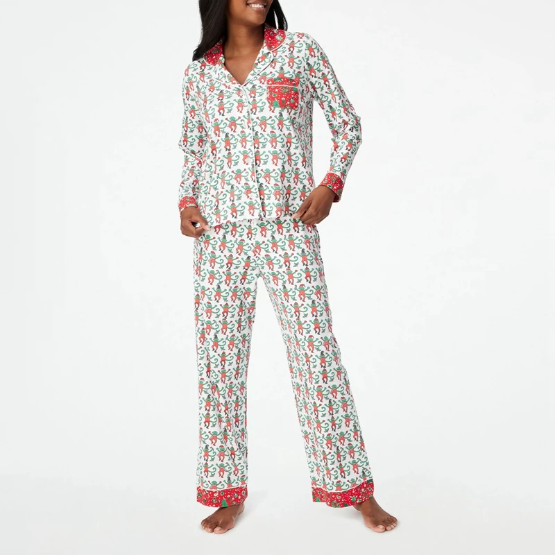 Блузка с длинным рукавом и пуговицами принтом обезьяны