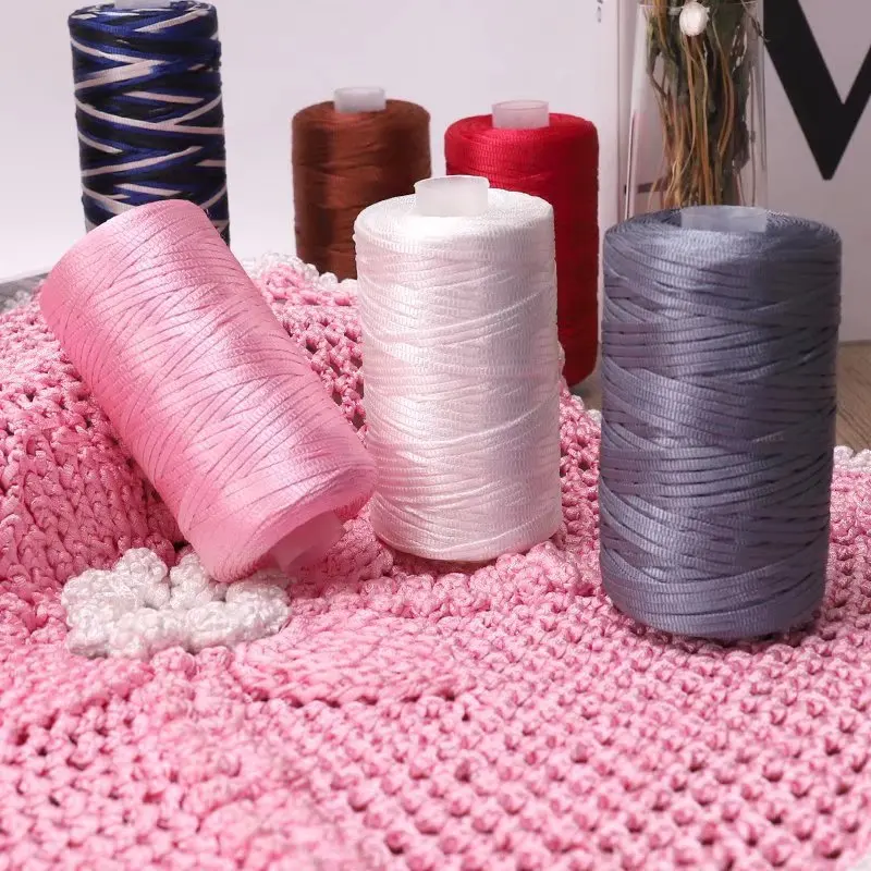 

DIY Hand Woven Thread Section Dyed Mercerized Flat Strip Line Silk Bright Crochet Yarns DIY Sunshade Hat Hand Woven Yarn Crochet