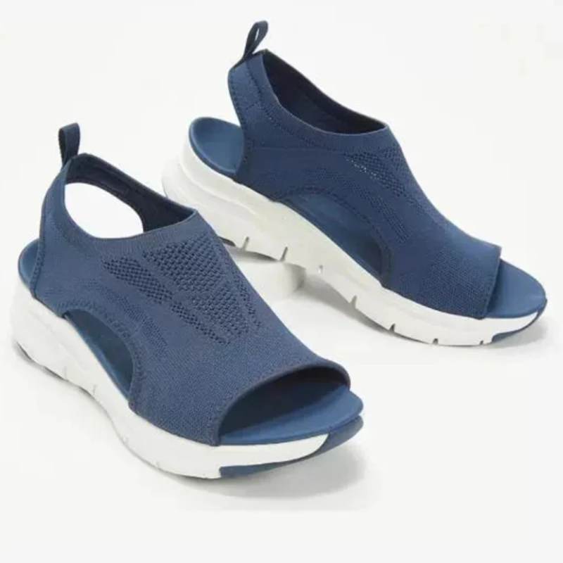 

Non-slip Slippers Summer Female Fish Mouth Mesh Breathable Solid Color Sandals Wedges Shoes Sandalias De Verano Para Mujer