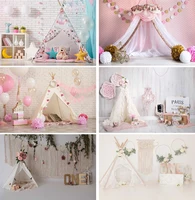 Baby One Birthday Tent Balloon Photography Backdrop Photoshoot Party Decoration  Photocall Background Photo Studio Banner Props