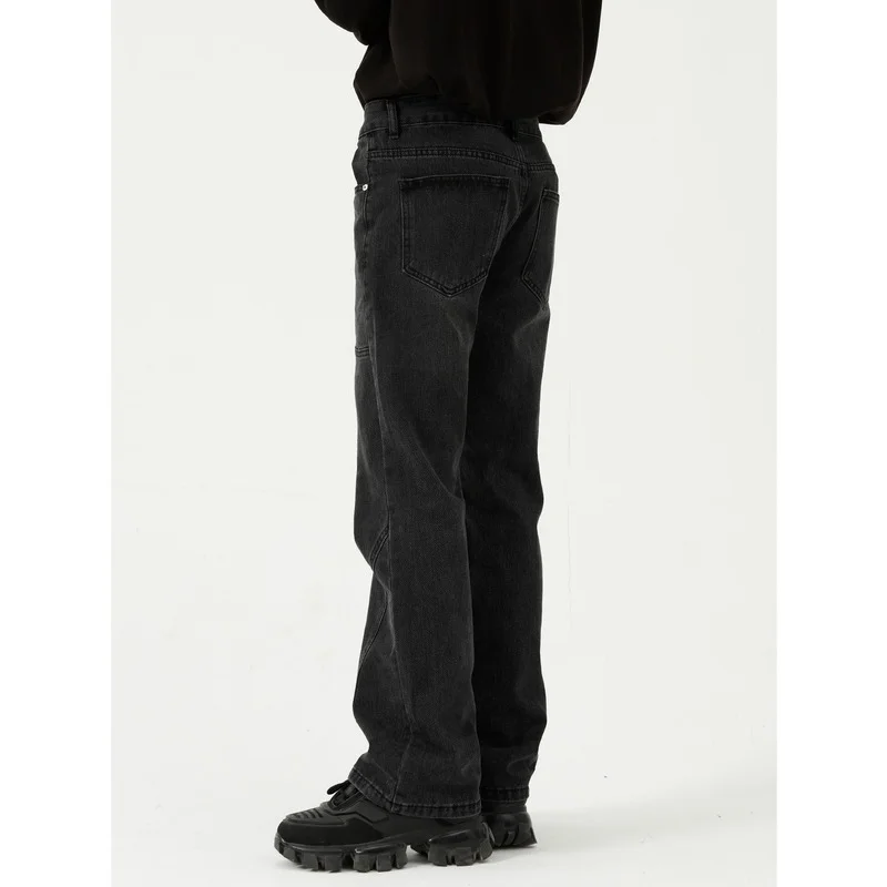 Baggy Jeans Cargo Pants Men Black Washed Denim Trousers Trendy Straight Micro Flared Jeans