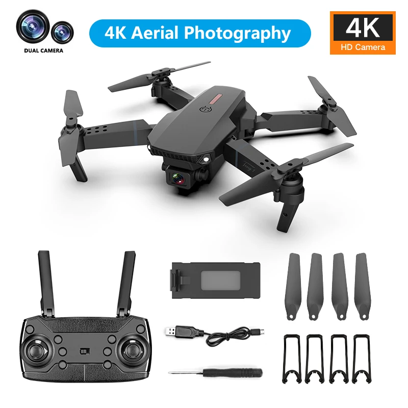 

E88 Folding Drone Aerial Photography HD 4k Dual Drone Dual Camera Quadcopter Real-time Transmission Helicopter Toys