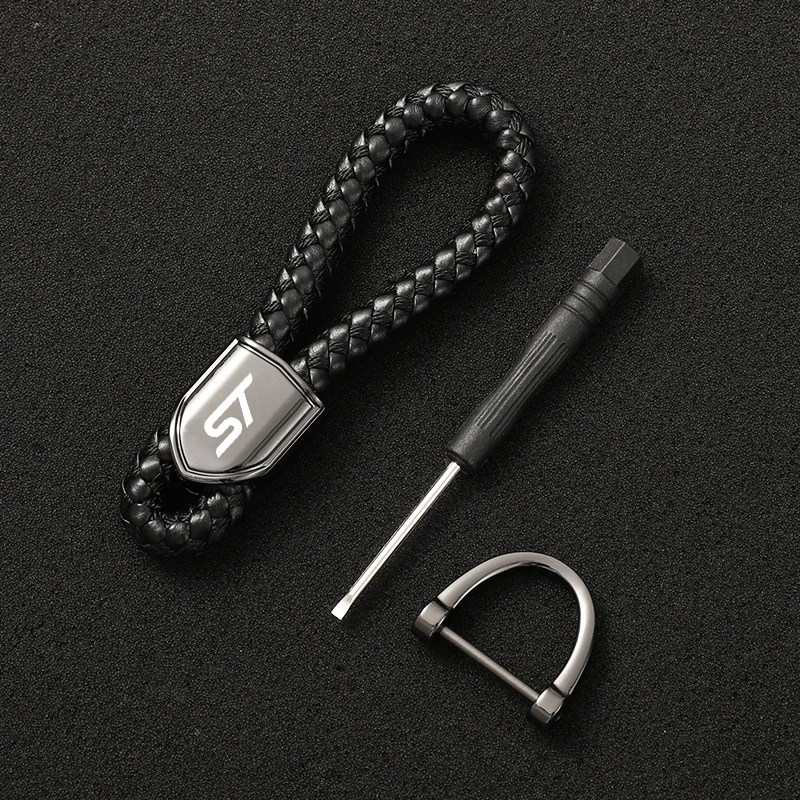 

Leather Rope KeyChain Horseshoe Buckle Car Key Rings Gifts For Ford Focus ST Mondeo Fiesta Kuga Escape Explorer Fusion Edge Car