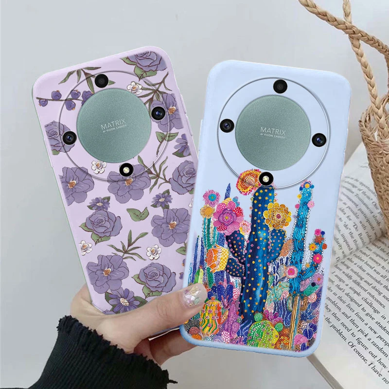 Чехол для телефона Honor X9a Magic 5 Lite X8a X7a X6a X8 X6 70 X40 X7b 90 Smart 50 Plus Play 8T 5G Red Flower Daisy Grass