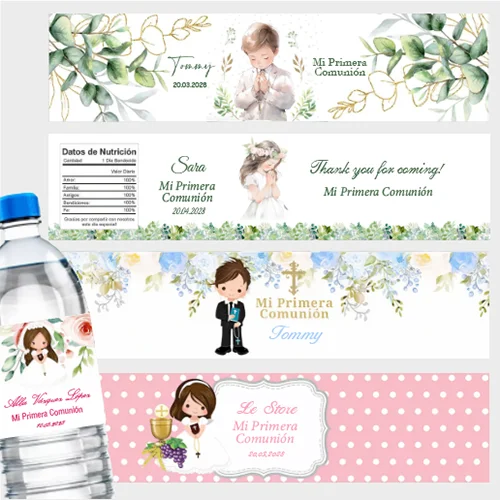 Пользовательская этикетка для бутылки с водой Mi Primera Communion, персонализированная наклейка с именем для мальчиков и девочек, декор для детского душа, крещения, вечеринки (art.: 3920d2d0519bf) - 3920d2d0519bf