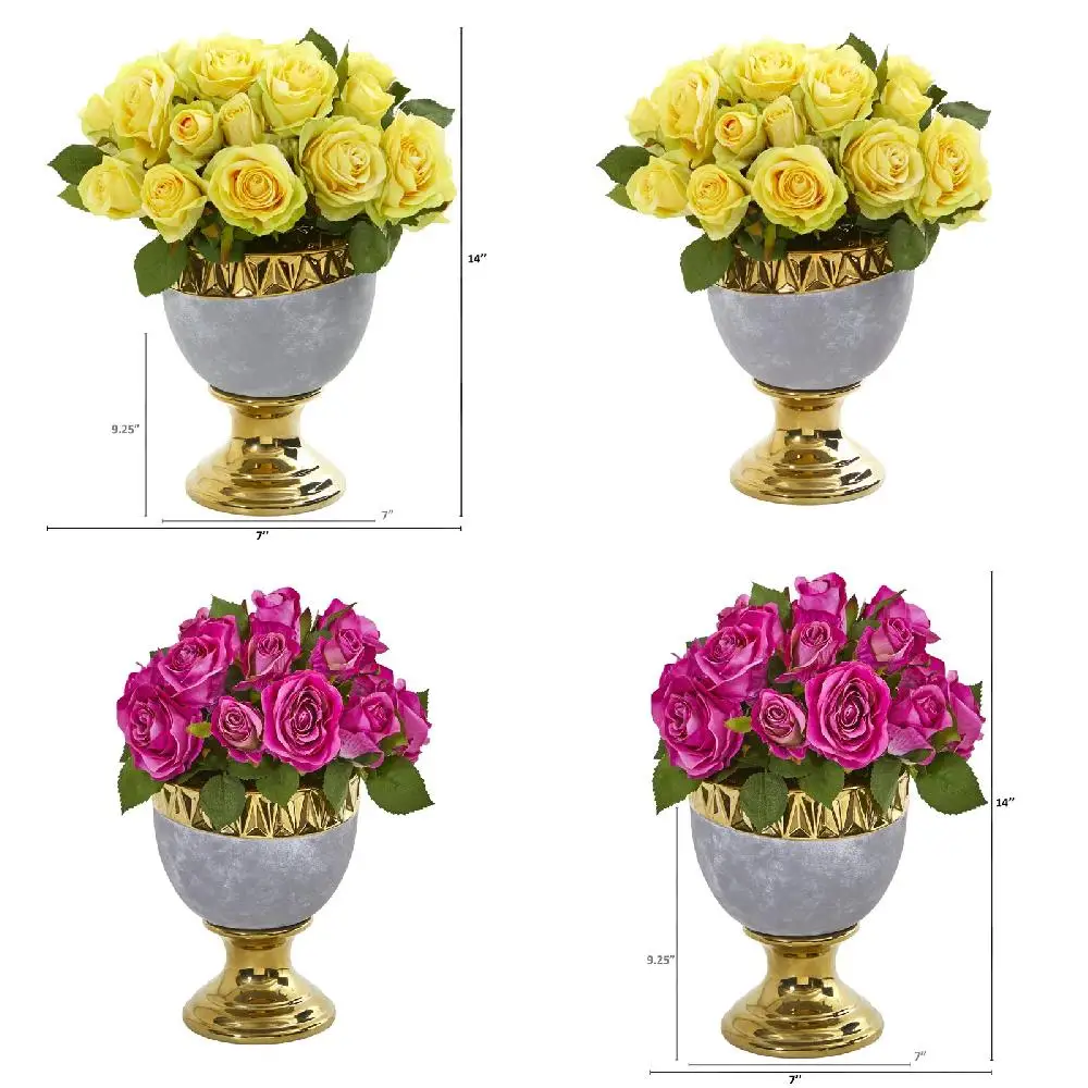 

Mesmerizing Artificial Arrangement in a Gold-Trimmed Urn-Beautiful Home Décor Piece