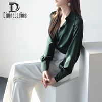 elegant slim satin blouses for women 2022 spring autumn new long sleeve fashion lady basic top female solid shirt clothing