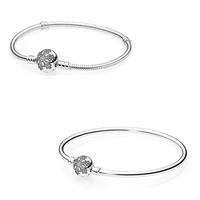 authentic 925 sterling silver moments snowflake clap snake chain bracelet bangle fit bead charm diy pandora jewelry