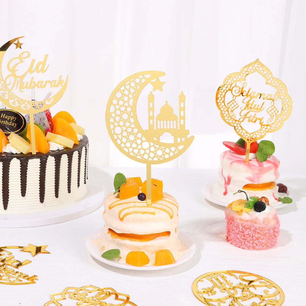 1/10 шт. золотые топперы для капкейков мусульманские выпечки торта ИД Мубарак